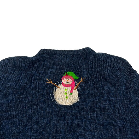 Tiara International Snowman Christmas Winter Sweater Cardigan Full Zip Womens L - Picture 4 of 7